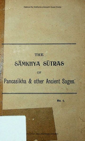 Samkhya Sutras Of Panchasikha And Other Sages Compiled And Annotated BY Hariharanand Aranya Ed ...