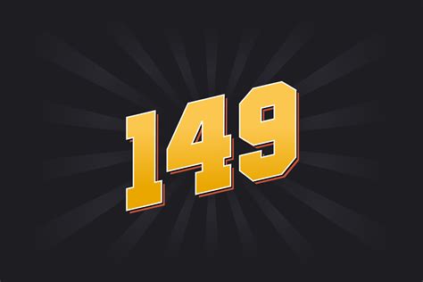 Number 149 vector font alphabet. Yellow 149 number with black ...