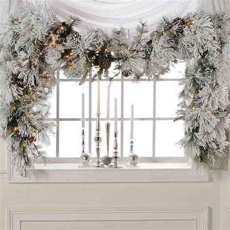 Flocked White Garland With Lights | Keepyourmindclean Ideas