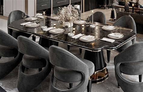 Casa Padrino luxury dining chair set of 8 gray / black / gold 57 x 60 x H. 85 cm - Dining room ...