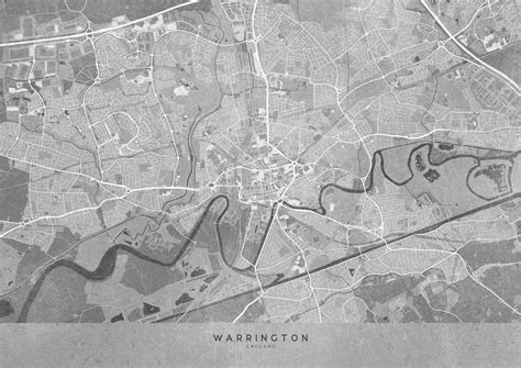 Láminas decorativas para enmarcar | Map of Warrington (England) in gray ...