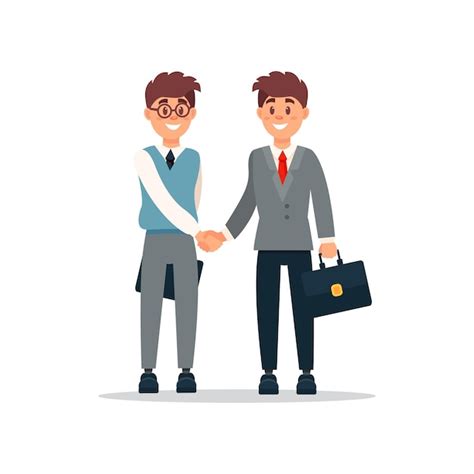 Premium Vector | Business people cooperation agreement handshake of two businessmen productive ...