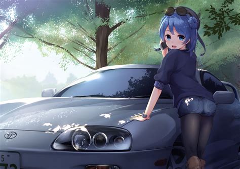 Girl anime character standing near car wallpaper HD wallpaper ...