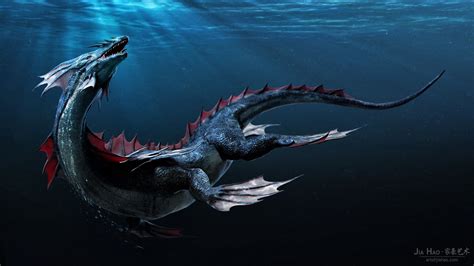 Water Dragon, Jia Hao on ArtStation at https://www.artstation.com/artwork/qW9ER Sea Creatures ...