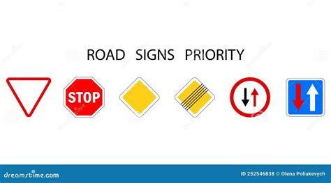 Priority Road Signs. Vector Illustration. Stock Image Stock Vector - Illustration of yield, main ...