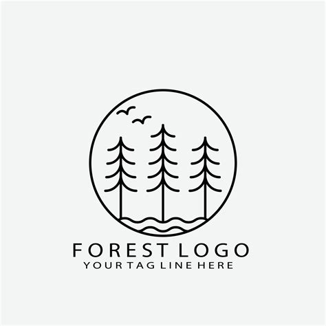 Forest logo design, nature landscape with silhouettes of trees and ...