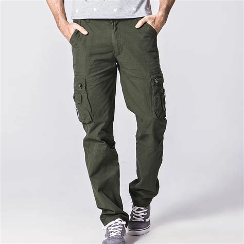 High quality Men's Cargo Pants 2016 New spring Brand Cotton100% Multi Pocket Solid Men Cargo ...