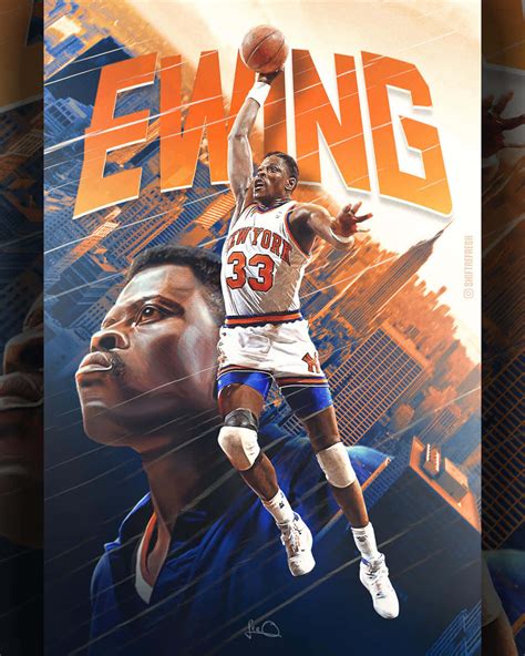 Download Patrick Ewing Dunk Graphic Art Poster Wallpaper | Wallpapers.com