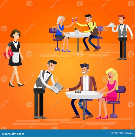 Vector Detailed Character People in the Restaurant Stock Vector - Illustration of mobile, buffet ...