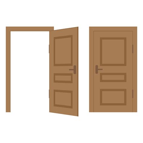 Open and closed door. Interior Design. Front view. 7987859 Vector Art ...