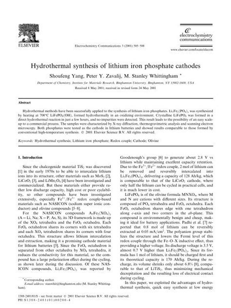 Hydrothermal synthesis of lithium iron phosphate cathodes