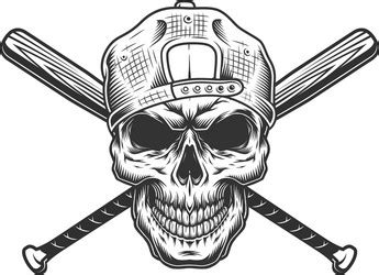 Monochrome skull and ax Royalty Free Vector Image