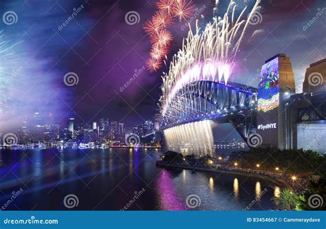 Fireworks Sydney Harbour Bridge Australia Stock Image - Image of quay ...