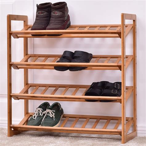 4-Tier Entryway Bamboo Holder Shoe Rack | Shoe storage solutions, Bamboo shoe rack, Wood shoe rack