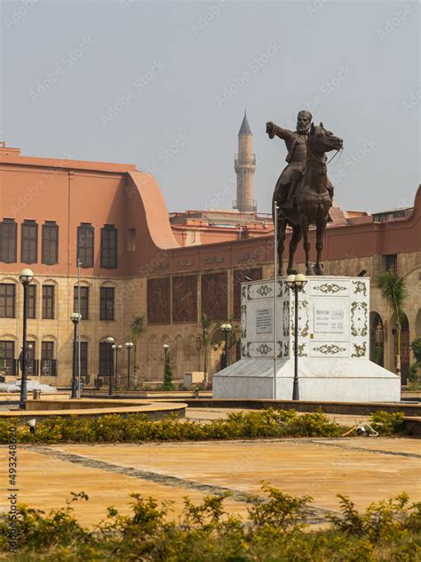 Cairo, Egypt - Junuary 2022: Statue of Ibrahim Pasha at the entrance to ...