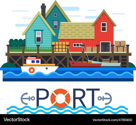 Sea port Royalty Free Vector Image - VectorStock