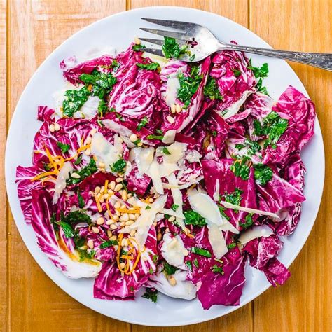 Radicchio Salad with Orange Pignoli Nut Vinaigrette - Sip and Feast