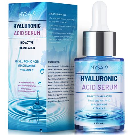 Nysa-9 Hyaluronic Acid Face Serum W/ Vitamin C + Niacinamide, 1 oz ...