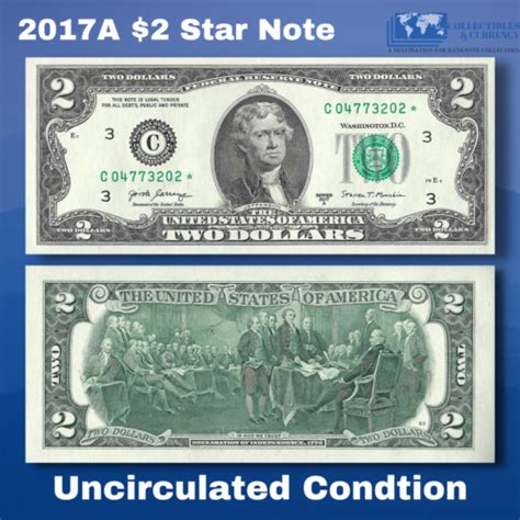 One 2017A $2 DOLLAR BILL Star Replacement Notes, Star note, Scarce, UNC | eBay