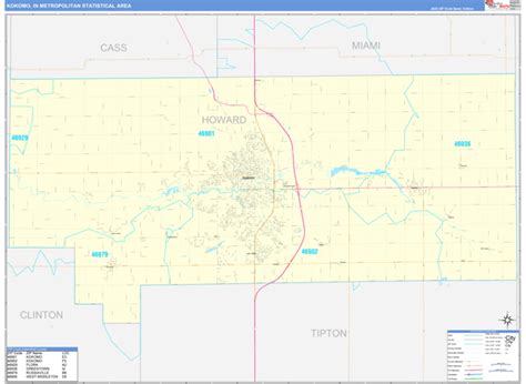 Kokomo, IN Metro Area Wall Map Basic Style by MarketMAPS - MapSales