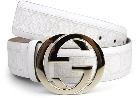 Gucci Belt Monogram GG White/Off White in Canvas Leather with Light Gold-tone - IT