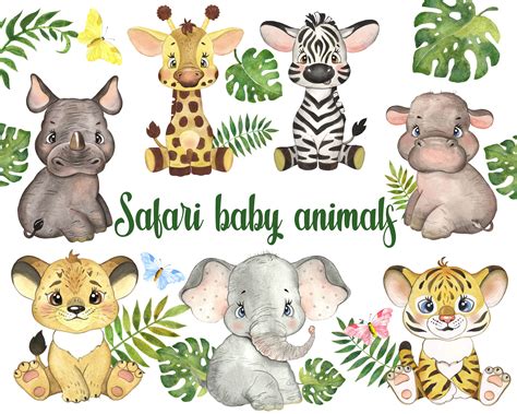 Watercolor Baby Safari Animals Clipart Printable Safari 1517377 ...
