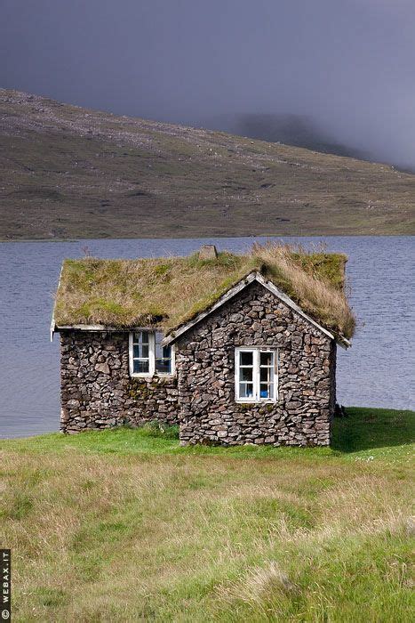 Stone house, sod roof. Sandoy, Faroe Islands | Stone cottage, Stone ...