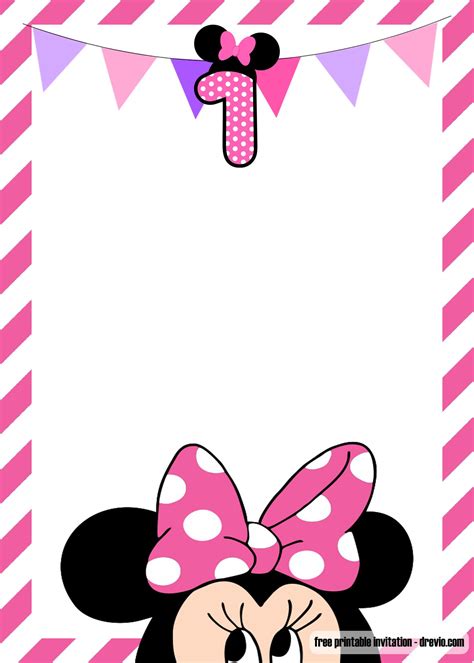 FREE Minnie Mouse 1st birthday Invitations Templates | Minnie mouse birthday invitations, Minnie ...