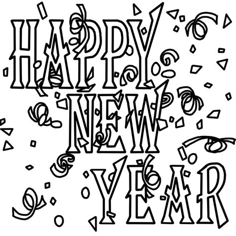 Happy new year black and white clipart - WikiClipArt