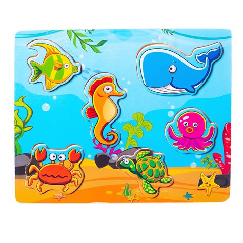 Eliiti Wooden Sea Animals Puzzle for Toddlers 2 to 4 Years Old Boys Girls - Walmart.com