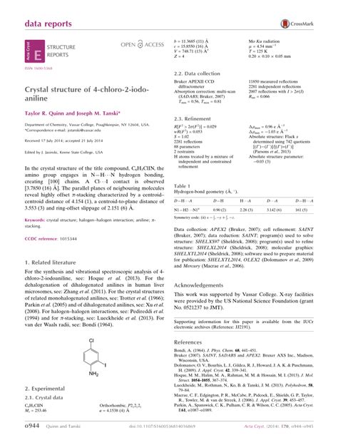 (PDF) Crystal structure of 4-chloro-2-iodoaniline