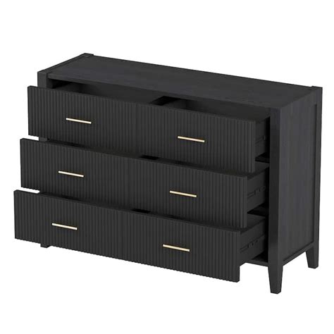 6 Drawer Dresser with Metal Handle for Bedroom, Storage Cabinet with ...