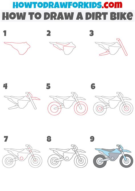 How to Draw a Dirt Bike - Easy Drawing Tutorial For Kids