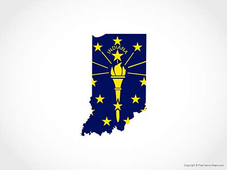 Printable Vector Map of Indiana - Flag | Free Vector Maps