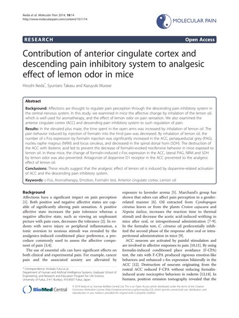 (PDF) Contribution of anterior cingulate cortex and descending pain inhibitory system to ...