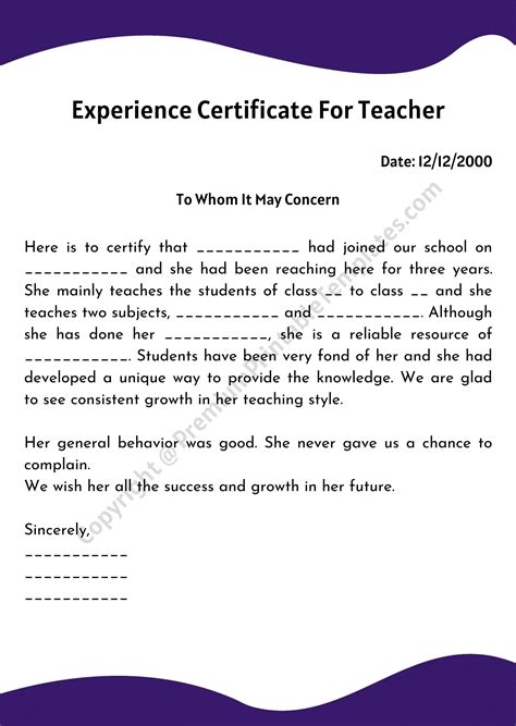 Work Experience Certificate Letter Format Sample Model In Word – NBKomputer