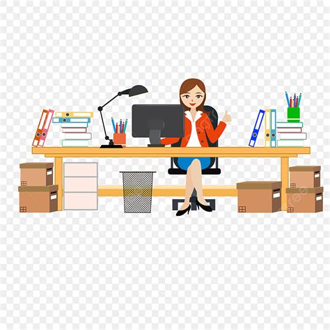 Desk Work Office Vector Design Images, Hand Drawn Cartoon Office ...