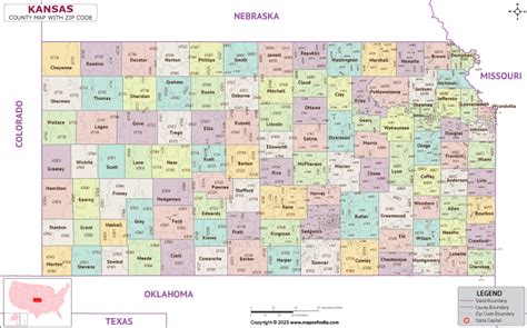 Kansas County Zip Codes Map