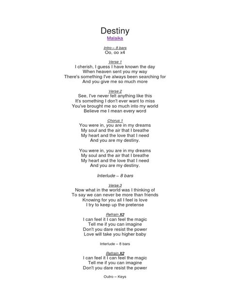 Destiny Lyrics | PDF