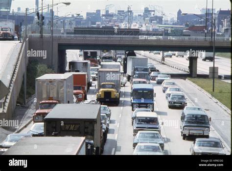 Heavy Traffic On The Dan Ryan Expressway In Chicago Illinois. It Is The Busiest In The United ...