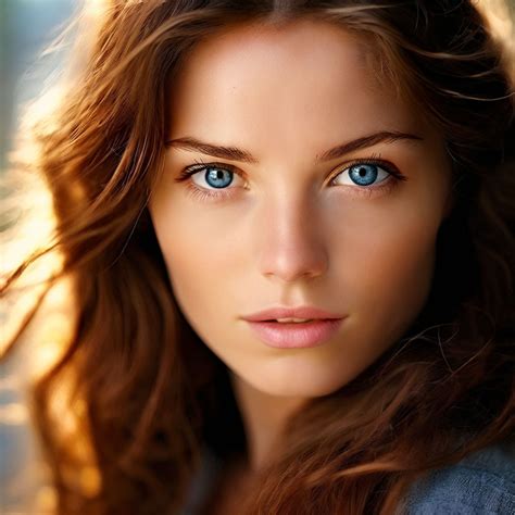 Close-up portrait of a woman with striking blue eyes by cristian gomez ...