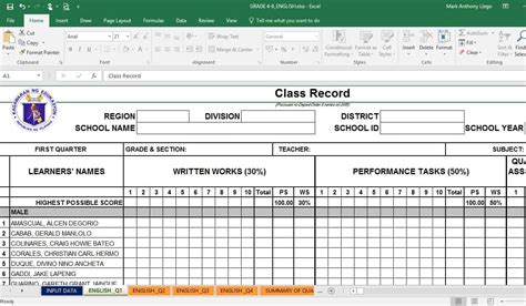 DepEd Electronic Class Record (ECR) Templates - TeacherPH