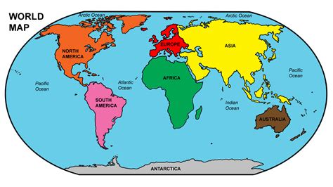 Clip art world map oceans color labeled abcteach inside – Clipartix