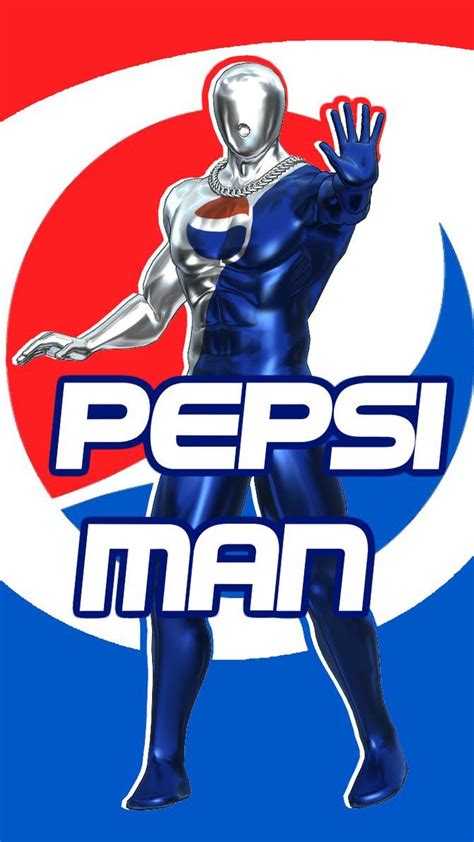 the pepsi man logo with an image of a robot holding a soda can in his hand