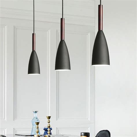 Black Pendant Lighting Bar Lamp Kitchen Modern Pendant Light Wood ...