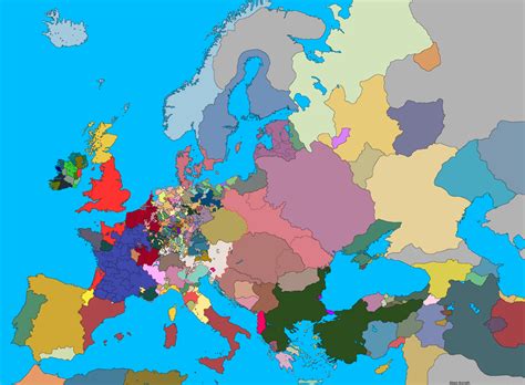 Map of Europe 1444 without any writing : europe