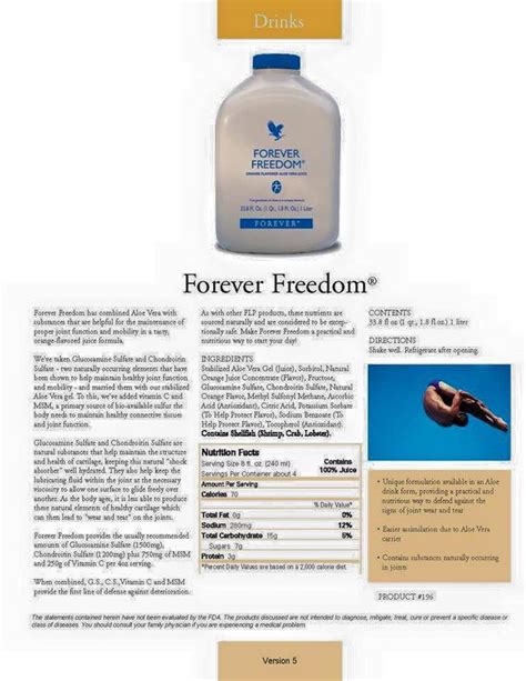 Forever Freedom With all the nutrients of Aloe Vera Gel combined with glucosamine, chondroitin ...