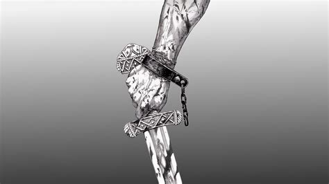 Vinland Saga Anime Minimalism Monochrome Manga Simple Background Sword Weapon Wallpaper ...