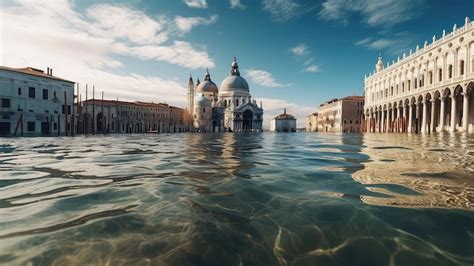 Premium AI Image | Venice covered with water Sea level increase