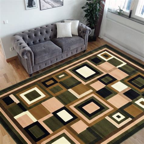 Handcraft Rugs-Modern Contemporary Living Room Rugs-Abstract Carpet with Geometric Pattern-Sage ...